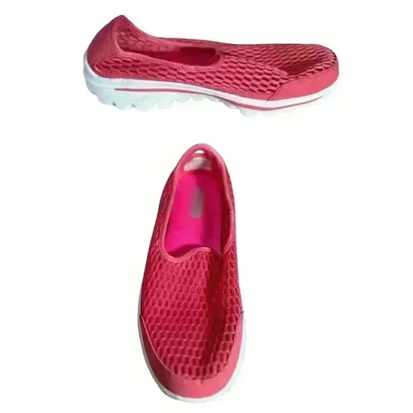 Skechers Goga Mat 8.5 Pink Mesh Athletic Shoes - Picture 2 of 10